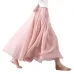 2018 Fashion Design Summer Women Skirt Linen Cotton Vintage Long Skirts Elastic Waist Boho Beige Pink Maxi Skirts Faldas Saia