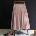 2018 New Fashion Autumn Women Suede Skirt Pink White Long Pleated Skirts Womens Saias Midi Faldas Vintage Women Midi Skirt