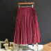 2018 New Fashion Autumn Women Suede Skirt Pink White Long Pleated Skirts Womens Saias Midi Faldas Vintage Women Midi Skirt