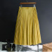 2018 New Fashion Autumn Women Suede Skirt Pink White Long Pleated Skirts Womens Saias Midi Faldas Vintage Women Midi Skirt