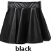 2018 New Women Faux Leather Vintage Skirts Elastic High Waist Skater Flared Pleated Stretch Mini Skirt