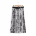 2018 New Women Vintage sexy snake skin printing pleated midi skirt faldas mujer ladies PU sashes chic mid-calf skirts QUN166