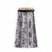 2018 New Women Vintage sexy snake skin printing pleated midi skirt faldas mujer ladies PU sashes chic mid-calf skirts QUN166