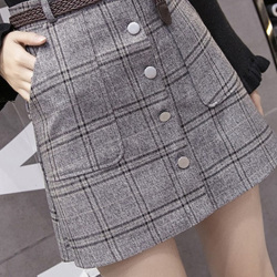 2018 New Womens Skirts Fashion Plaid Femme Single Faldas Female Casual Brown Gray Skirt Plus Size