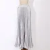 2018 Summer New Fashion Vintage Metallic Bling Bling Glitter Gold Pleated A Line Women Long Maxi Flare Skater Party Skirt