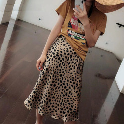 2018 Summer Vintage High Waist Skirt Leopard Print Skirts Womens Punk Rock Korean Style Boho Streetwear Jupe Femme