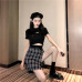 2018 Summer Women Skirt Plaid A-Line High Waist Casual Fashion Kawaii Student Skirts Whit Shorts