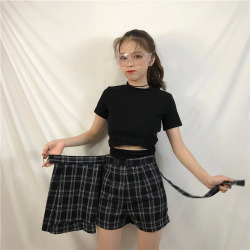 2018 Summer Women Skirt Plaid A-Line High Waist Casual Fashion Kawaii Student Skirts Whit Shorts