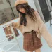 2018 Women Autumn Winter Harajuku Thickened Woolen Plaid Retro Skirt Female Cute Kawaii Skirts For Women