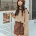 2018 Women Autumn Winter Harajuku Thickened Woolen Plaid Retro Skirt Female Cute Kawaii Skirts For Women