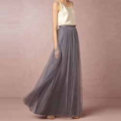 2018 Women Maxi Long Skirt Soft Tulle Skirts Elastic Waist Wedding Maxi Skirts Party Boho Vintage Summer Skirts Faldas Saia