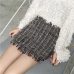 2018 Women Woolen Mini Skirt Autumn Winter Vintage Straight Plaid Tassel Skater Skirt High Waist Femininas Faldas Mujer