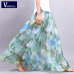 2018 new summer Bohemia women's Chiffon lady's half long big all match multi colored Large floral lady pendulum short skirt