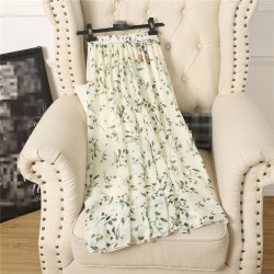 2018 summer new skirts wild Korean women skirts long floral pattern chiffon skirt