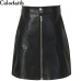 2019 Autumn Winter Women Skirt PU Leather Sexy Mini Skirt With Pockets Zipper A-line Package Hip High Waist Women Clothing SP051