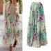 2019 New Boho Women Flower Long Skirt Full Summer Beach Sunny Skirts Floral Chiffon Ruched Women Skirt Summer Clothing