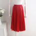 2019 New Pu Accordion Pleated Skirt Spring & Spring New Style Leather Skirt High Waist Faldas Largas Elegantes Free Shipping