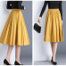 2019 New Pu Accordion Pleated Skirt Spring & Spring New Style Leather Skirt High Waist Faldas Largas Elegantes Free Shipping