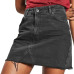 2019 New Summer Solid Color Denim Empire Skirt Women's High Waist Casual  A-Line Denim Distressed Bodycon Short Jean Skirt #C