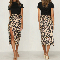 2019 Newest Women Chiffon Leopard Print Maxi Skirt Ladies High Waisted Summer Long Skirts Fashion Leopard