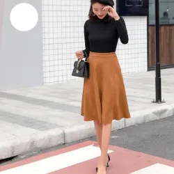 2019 Spring New Style Suede Skirt Women 5 Colors Available Elegant Vintage All-match Slim High Waist A-line Skirt Free Shipping
