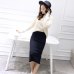 2019 Spring Summer Bodycon Skirts Women Stretchable Split Skirt Midi Slim Pencil Skirts For Women Female Knit Skirt