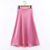 2019 Spring Summer Cute Silk Pink Skirt Womens High Waist Long Skirt Irregular Hem Bottoms A Line Falda Saia Lady Streetwear