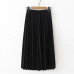 2019 Spring Summer Women High Waist Skirt Solid Color Pleated Skirt Women Causal Midi Skirts