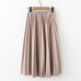 2019 Spring Summer Women High Waist Skirt Solid Color Pleated Skirt Women Causal Midi Skirts