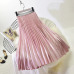 2019 Spring Women Elegant Pleated Skirt Elastic High Waist Women Long Skirt Female Autumn Ladies High Quality Midi Skirt Saia