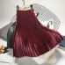 2019 Spring Women Elegant Pleated Skirt Elastic High Waist Women Long Skirt Female Autumn Ladies High Quality Midi Skirt Saia