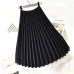 2019 Spring Women Elegant Pleated Skirt High Waist Women White Long Skirt Female Ladies High Quality Women Midi Skirt Black Saia