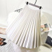 2019 Spring Women Elegant Pleated Skirt High Waist Women White Long Skirt Female Ladies High Quality Women Midi Skirt Black Saia