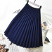 2019 Spring Women Elegant Pleated Skirt High Waist Women White Long Skirt Female Ladies High Quality Women Midi Skirt Black Saia