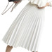 2019 Spring Women Elegant Pleated Skirt High Waist Women White Long Skirt Female Ladies High Quality Women Midi Skirt Black Saia