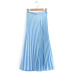 2019 Summer Pleated Skirts Womens High Waist Light Blue Pink Long Skirt England Style Ladies Faldas Saia