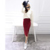 2019 Summer Skirts Sexy Pencil Skirts Women Skirt Wool Rib Knit Solid Elegant Long Skirt Package Hip Split Waist Maxi Midi skirt