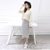 2019 Summer Skirts Sexy Pencil Skirts Women Skirt Wool Rib Knit Solid Elegant Long Skirt Package Hip Split Waist Maxi Midi skirt