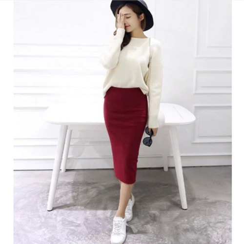 2019 Summer Skirts Sexy Pencil Skirts Women Skirt Wool Rib Knit Solid Elegant Long Skirt Package Hip Split Waist Maxi Midi skirt