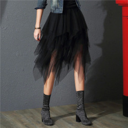 2019 Tulle Skirts Womens Fashion Elastic High Waist Mesh Tutu Skirt Pleated Long Skirts Midi Skirt Saias Faldas Jupe Femme