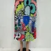 2019 new women vintage cartoon print sexy high waist mid-calf length pleated skirts active wear casual skirt 3 color LD8277