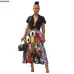 2019 new women vintage character letter print high waist mid-calf length pleated skirts vintage big swing skirt 4 color LD8277-1