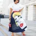 2019 new women vintage character letter print high waist mid-calf length pleated skirts vintage big swing skirt 4 color LD8277-1
