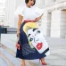 2019 new women vintage character letter print high waist mid-calf length pleated skirts vintage big swing skirt 4 color LD8277-1
