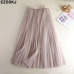 2019 spring Summer Tulle Skirt Women pleated tutu skirt beading A-line mesh midi Skirt female Three-layer long elegant skirt