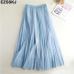 2019 spring Summer Tulle Skirt Women pleated tutu skirt beading A-line mesh midi Skirt female Three-layer long elegant skirt