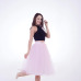 5 Layers 65cm Midi Tulle Skirt Princess Pleated Dance Tutu Skirts Womens Lolita Petticoat Jupe Saia faldas Denim Party Skirts