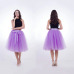 5 Layers 65cm Midi Tulle Skirt Princess Pleated Dance Tutu Skirts Womens Lolita Petticoat Jupe Saia faldas Denim Party Skirts