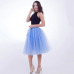 5 Layers 65cm Midi Tulle Skirt Princess Pleated Dance Tutu Skirts Womens Lolita Petticoat Jupe Saia faldas Denim Party Skirts