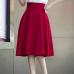 5XL Plus Size Skirt High Waisted Skirts Womens White Knee Length Bottoms Pleated Skirt Saia Midi Pink Black Red Blue 2019